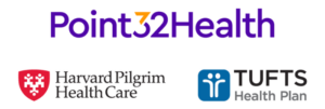 Point 32 Health, Harvard Pilgrim Health Care, and Tufts Health Plan Logos