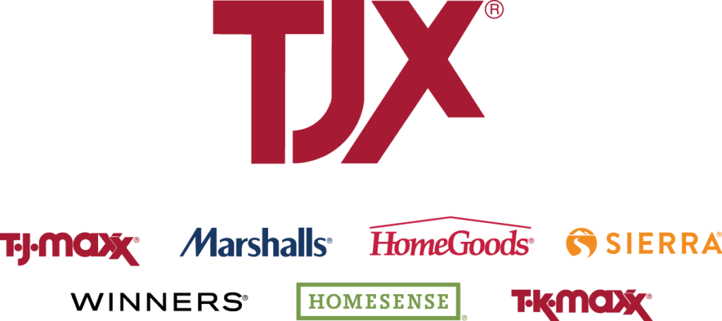 TJX Companies: TJ Maxx, Marshalls, Home Goods, Sierra, Winners, Homesense, and TK Maxx Logos